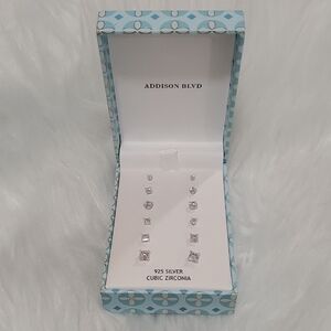 Addison Blvd 925 Silver Cubic Zirconia Earring Set Of 6 New In Box